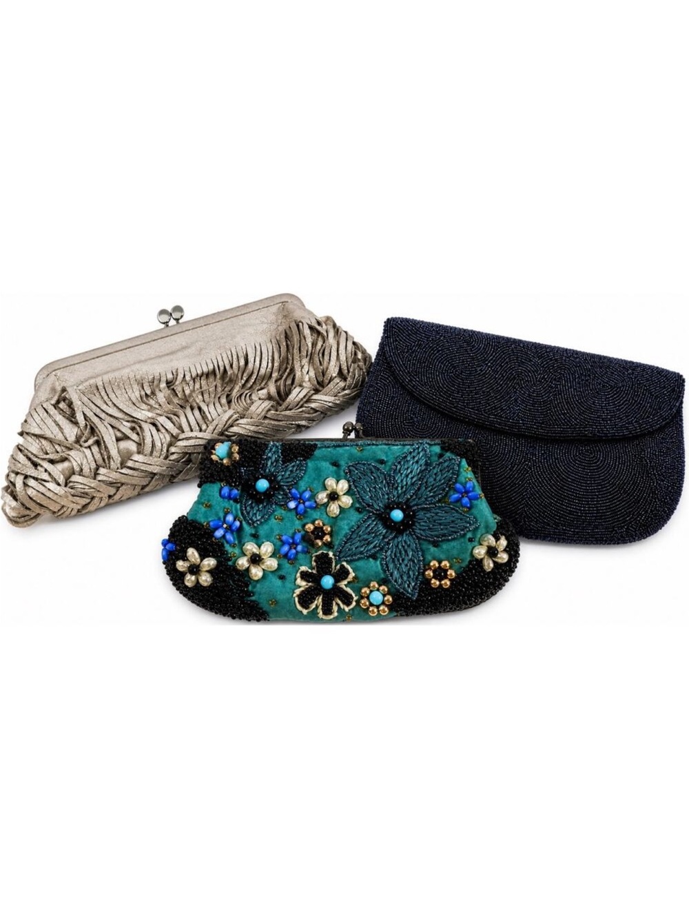 Vintage lot Clutch Bundle Santi Beaded + Sondra Roberts Fringe + Black